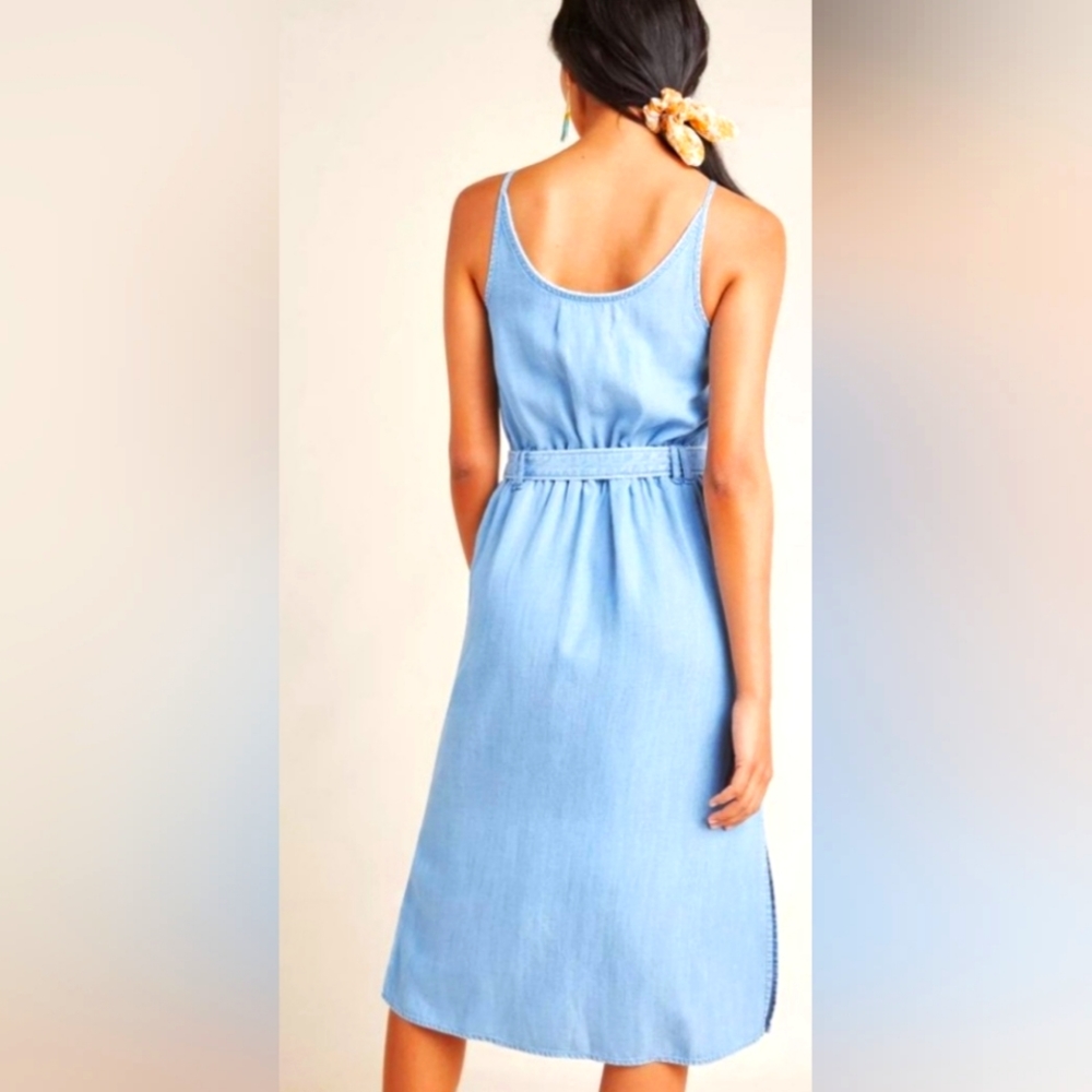 Stone and Cloth by Anthropologie Surplice-front Supersoft Chambray Midi Dress XS - Picture 3 of 12